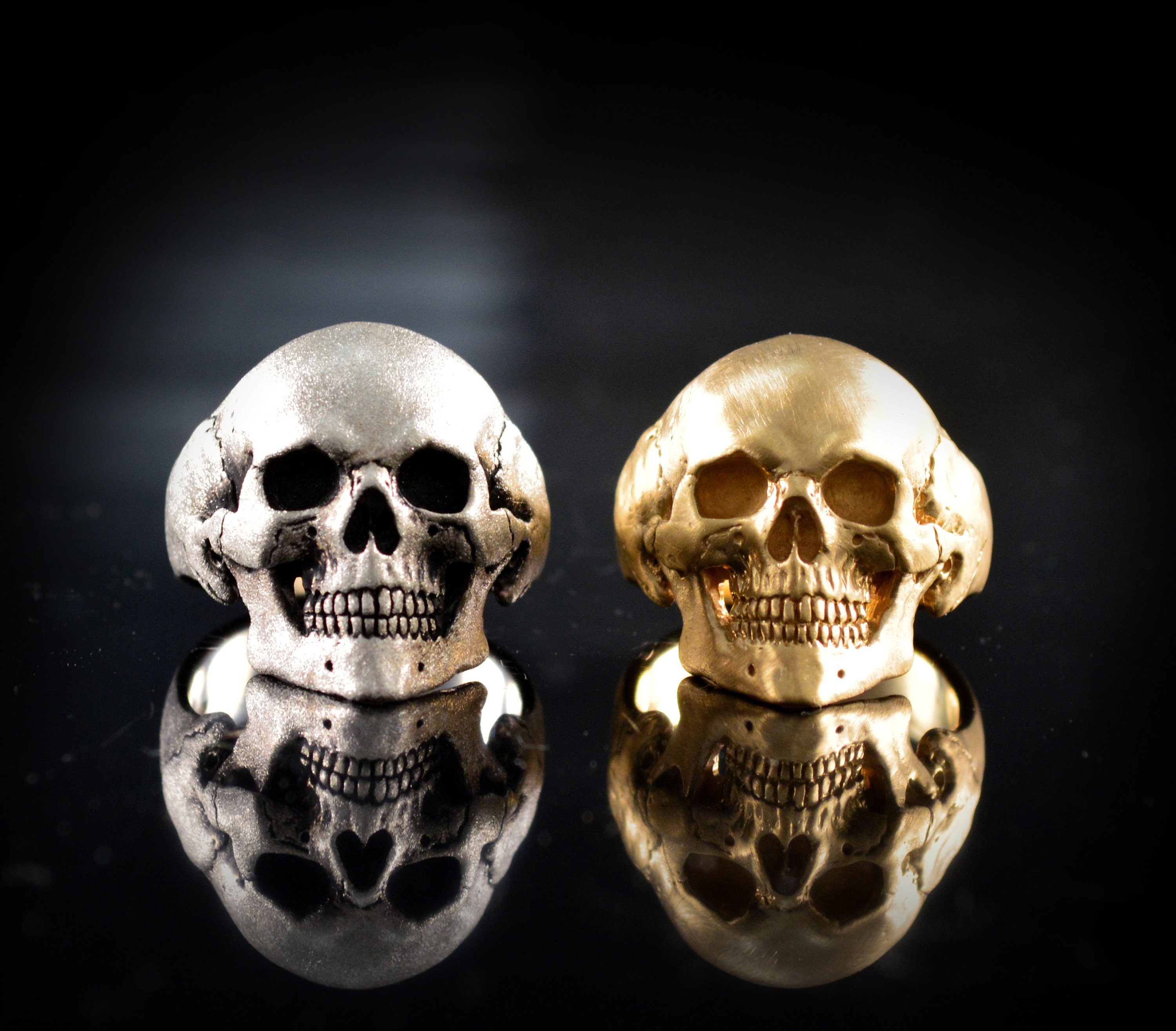 Solid Gold Skull Ring | Memento Mori, 10k 14k 18k Gold, Artisan