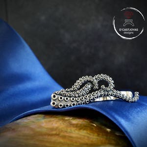 Pisacorbatas pulpo de plata 925, Regalo original  padrino de boda, Clip de corbata tentáculos de pulpo, Joyas de océano, Joyas artesanales