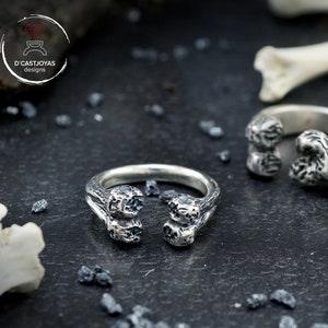 Anello in argento massiccio con osso, anello vichingo immagine 6