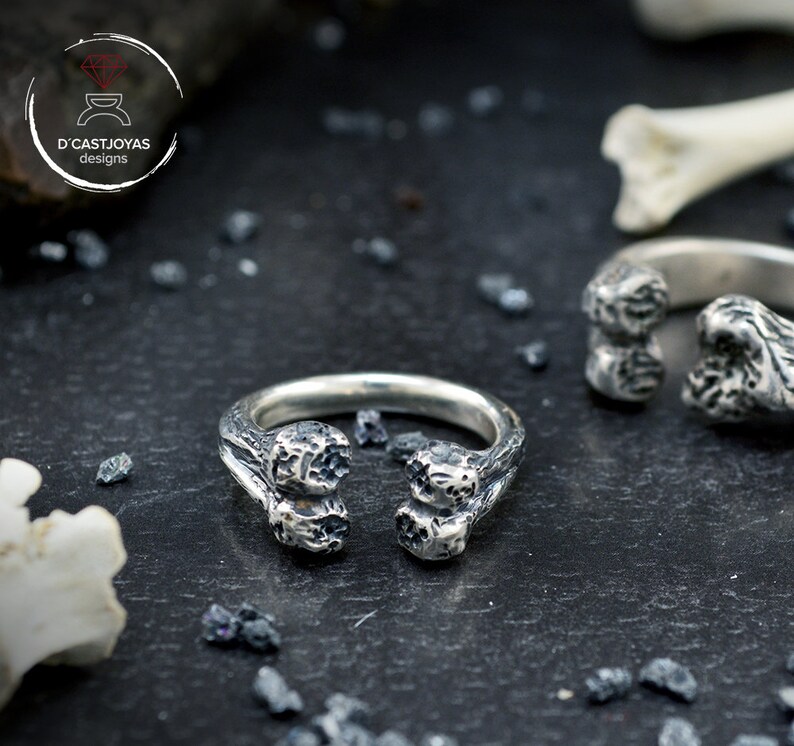 Anello in argento massiccio con osso, anello vichingo immagine 6