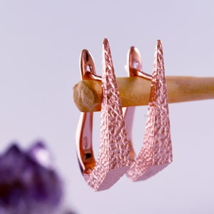 Rose gold plated dagger hoop earrings, Hand made in Sterling silver, Punk earrings image 4