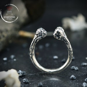 Anello in argento massiccio con osso, anello vichingo immagine 2