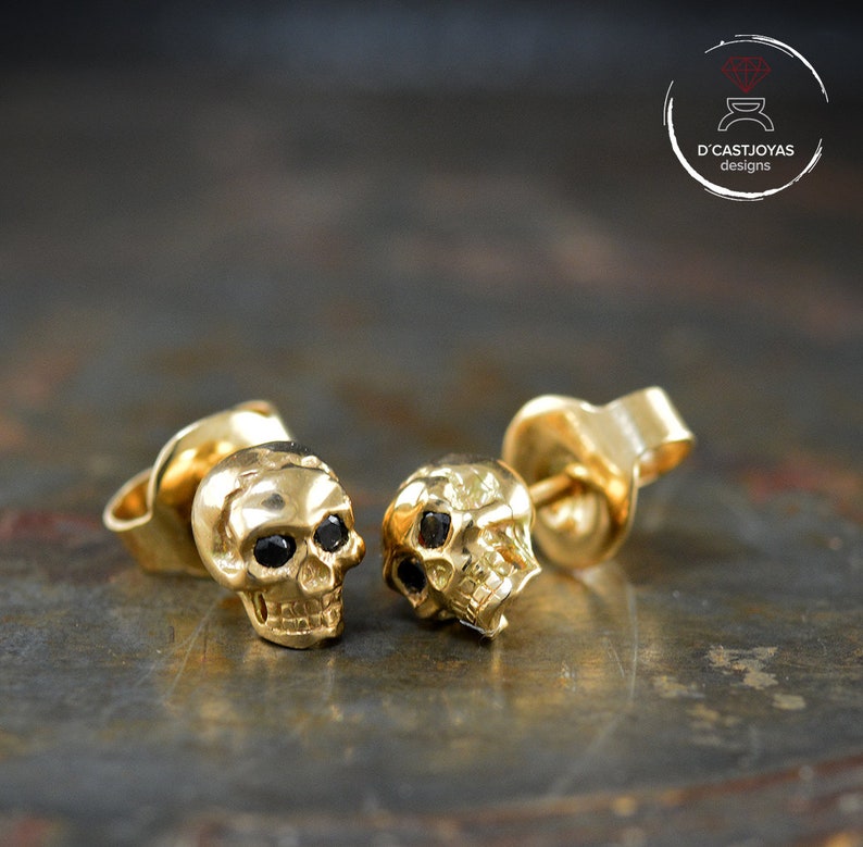 Solid gold skull stud earrings 14k 18k men for N Recommended Lowest price challenge women and