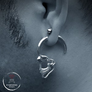 Sterling silver profile Skull earrings