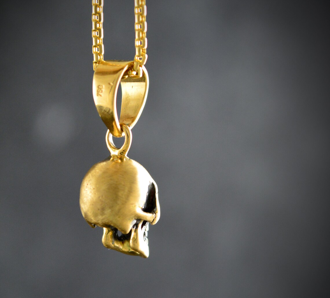 Full skull pendant handmade in solid 14k and 18k gold Etsy