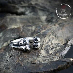 Anello in argento massiccio con osso, anello vichingo immagine 4