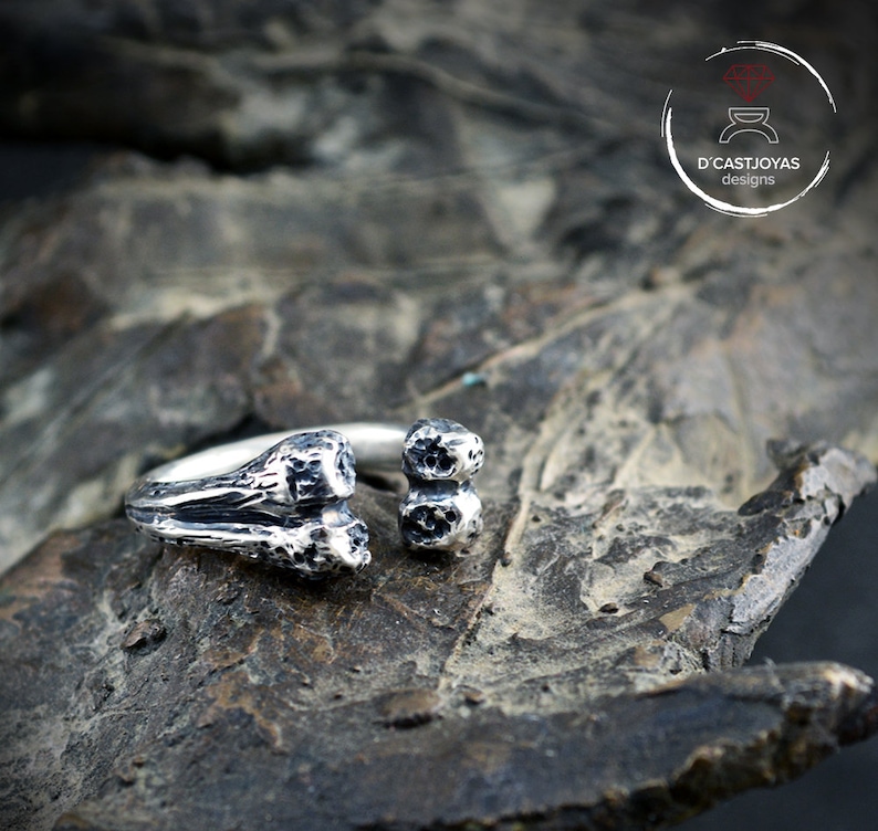 Anello in argento massiccio con osso, anello vichingo immagine 4