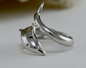 Silver dolphin ring ,Summer jewelry,  Ocean protective ring