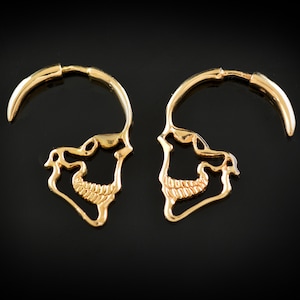 Handmade Gold Skull Hoop Earrings: Gothic Punk Bride Gift