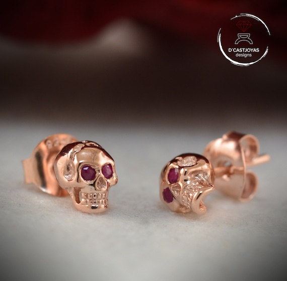 Rose Gold Skull Earrings Mothers Day Gift Etsy Sweden
