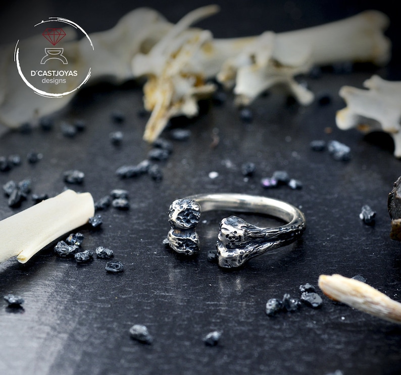 Anello in argento massiccio con osso, anello vichingo immagine 5