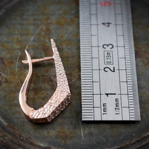 Rose gold plated dagger hoop earrings, Hand made in Sterling silver, Punk earrings image 7