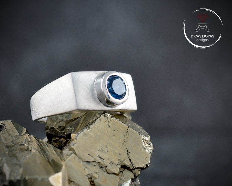 Sterling Silver Men's Ring With Blue Stone Ring Etsy