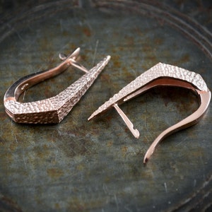 Rose gold plated dagger hoop earrings, Hand made in Sterling silver, Punk earrings image 6