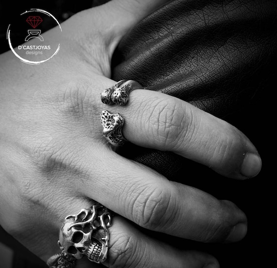 Bague En Argent Massif 925 Avec Incrustation D'Os - Occasion - Bijou Ethnique
