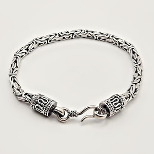 Vintage Sterling Silver Byzantine Chain Bracelet – 7&quot; Heavy 20g Hook Clasp