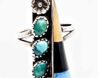 Vintage Sterling Turquoise Ring Size 6.5 Southwestern Statement Ring