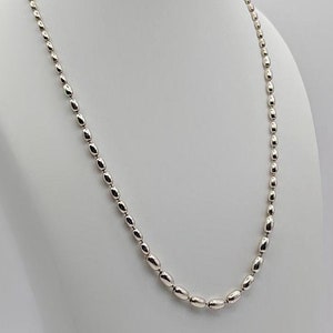 Sterling Silver Charleston Rice Bead Necklace Graduated Design