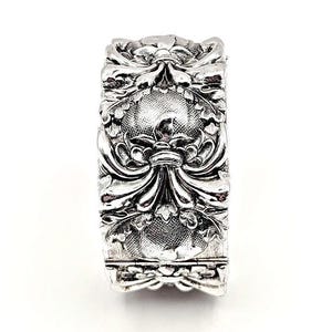 Vintage Art Nouveau Cuff Bracelet: Whiting & Davis Repoussé Silver-Tone Jewelry