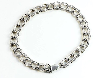 800 Silver Vintage Poland Double Curb Link Bracelet 7.25