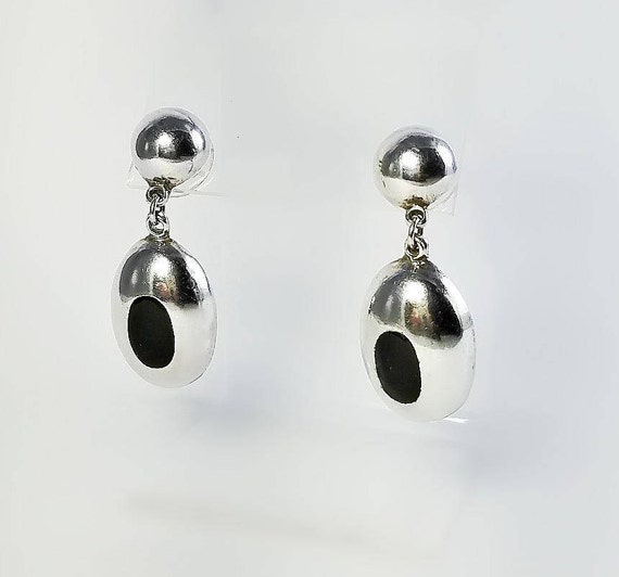 Taxco Sterling Earrings Silver & Black Onyx Earrings | Etsy