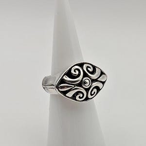 Vintage Sterling Silver Scroll Ring - Ornate Statement Jewelry, Size 5.75