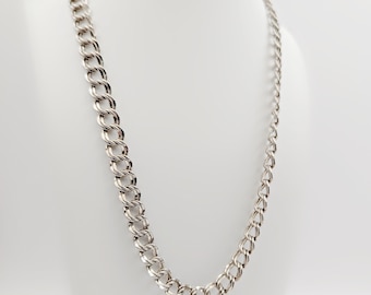 Vintage Double Cuban Link Necklace 18” Heavy Stainless Steel Style Chain