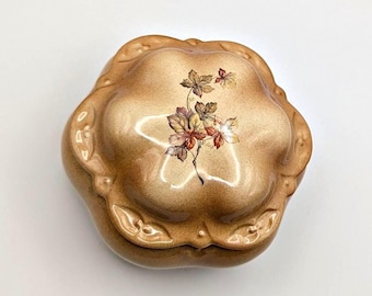 Hand-Painted Fall Leaves Trinket Box - Scalloped Dresser Box
