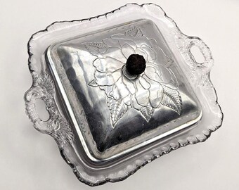Vintage Wrought Farberware Lidded Dish - Handled Glass Dish