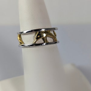 Silver and Gold Ring - Dolphin Ring - Gold Plated Dolphin - Statement Ring