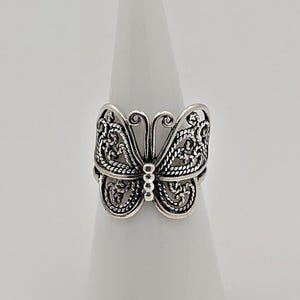Vintage Sterling Silver Filigree Butterfly Ring - Size 5