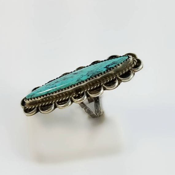 Long Turquoise Ring - Native American Turquoise R… - image 4