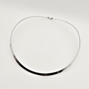 Vintage Mexican Sterling Silver Collar Necklace – 18&quot; Rigid Band Choker