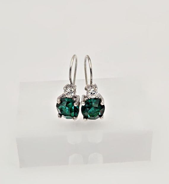 Avon Sterling Silver Simulated Emerald Earrings – May Birthstone