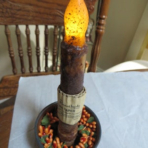 RUSTY BOWL CANDLE Pan   L.E.D Timer Taper    rose hips         Fall candle ring