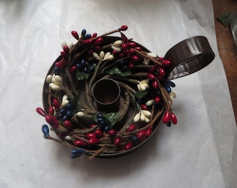RUSTY CANDLE HOLDER     Patriotic Candle rings   L.E.D. Taper Candle