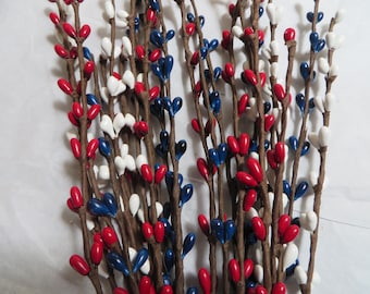 BRIGHT RED WHITE and Blue Patriotic pip berry sprays                      Americana Pip Berries                Sale!