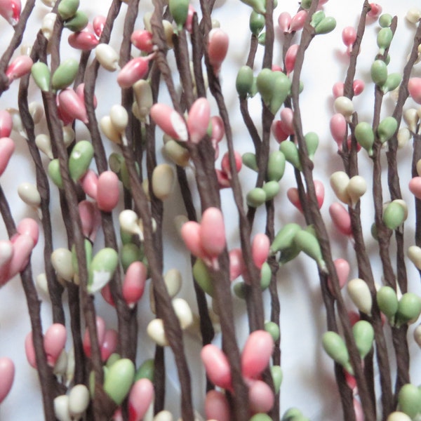 PINK SPRING GREEN and White Pip Berry Stems   SAle!!!!!