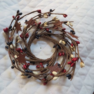 MEDIUM PATRIOTIC Votive CANDLE Ring       Red White Blue Pip Berry Ring   Rusty Stars    4th of July Candle ring   Sale!!