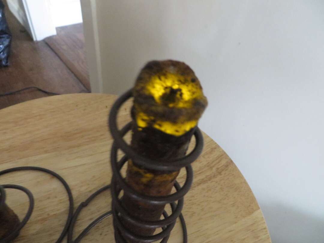 L.e.d. Primitive Candle WITH Spiral Candle Holder. Courting Candle Etsy