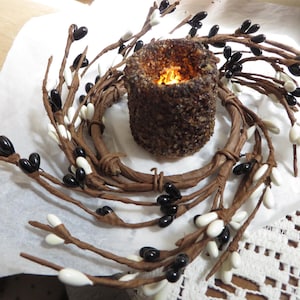 BLACK and WHITE Pip Berry Votive Candle Ring