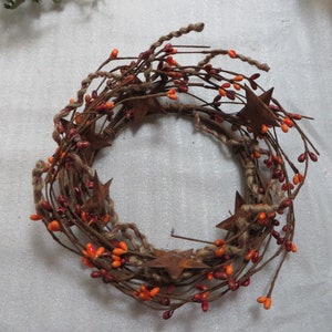 FALL CANDLE RING or Small Fall Wreath   Burlap Ties