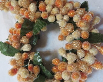 CREAM  ORANGE TAPER Pip Berry Candle Rings              Orange Cream Micro Beaded Candle Rings