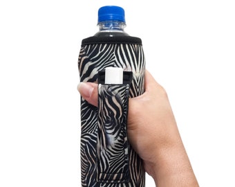 the lit handlers Zebra Water Bottle Handler With Pocket Insulator Fits bottles tallboys pocket handle w/chapstick holder patent pending