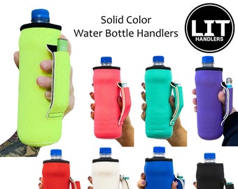 Solid Color Water Bottle Handler With Pocket Cooler Insulator Fits bottles tallboys pocket handle w/chapstick holder patent pending
