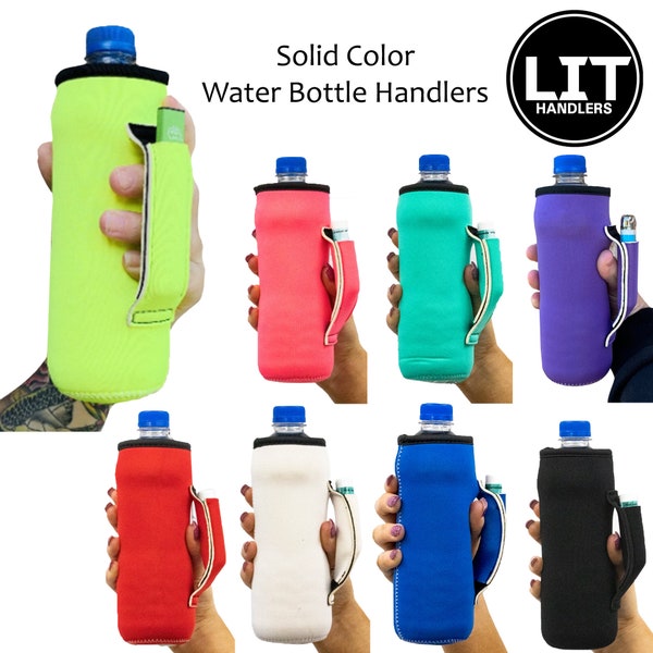 Solid Color Water Bottle Handler With Pocket Cooler Insulator Fits bottles tallboys pocket handle w/chapstick holder patent pending