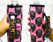 Leopard Sugars Water Bottle Handler With Pocket Insulator Fits bottles tallboys pocket handle w chapstick holder patent pending