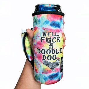 F*** A Doodle Doo Water Bottle Handler With Pocket Insulator Fits bottles tallboys pocket handle w/chapstick holder patent pending