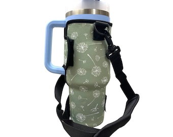 Dandelion 40oz Tumbler With Handle Sleeve with Adjustable Strap