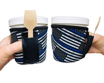 the lit handlers Back the Blue Pint Size Ice Cream Handler™ Handle with Pocket Patent Pending Pint Size Ice Cream Holder